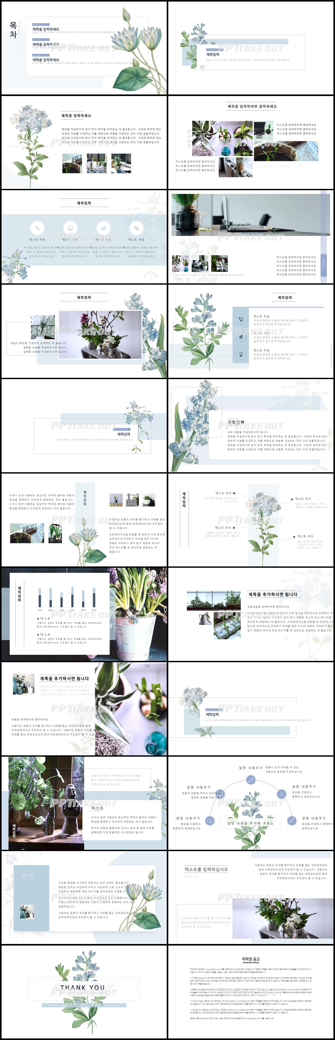 꽃과 동식물 주제 그린색 단정한 맞춤형 PPT테마 다운로드 상세보기