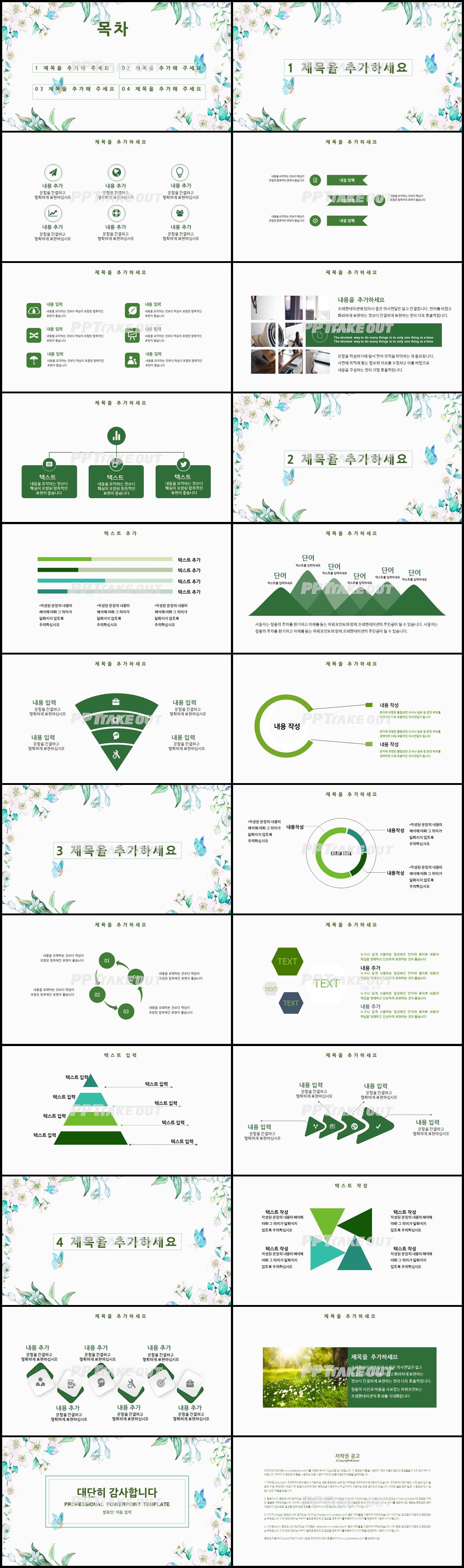 화초, 동식물 그린색 단정한 다양한 주제에 어울리는 피피티샘플 디자인 상세보기