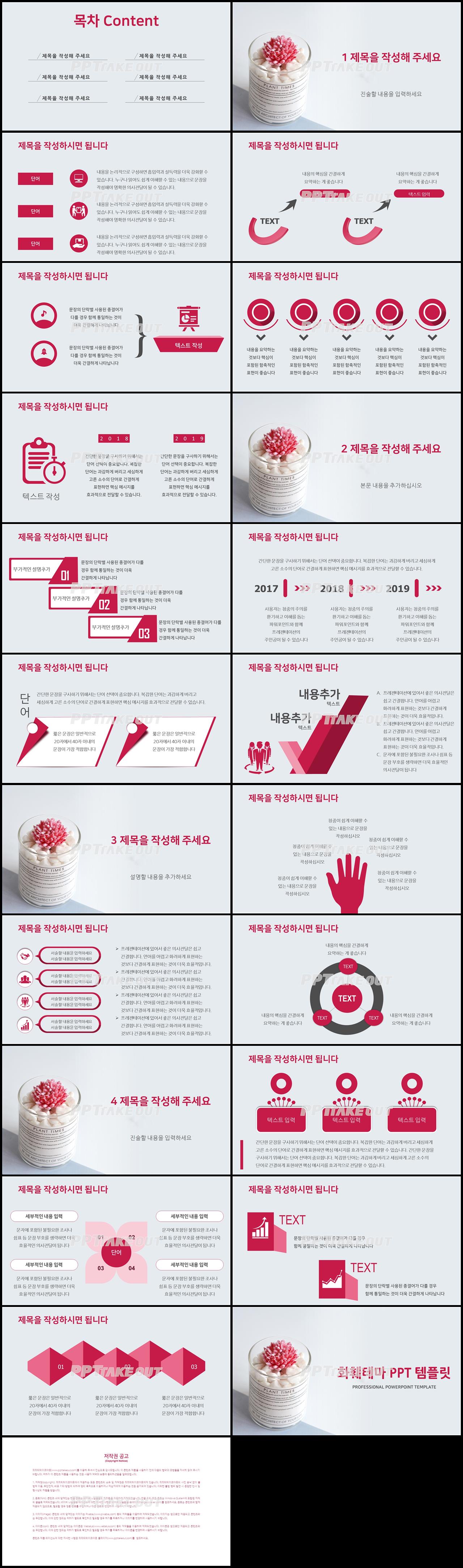 화초, 동식물 붉은색 단정한 다양한 주제에 어울리는 피피티템플릿 디자인 상세보기