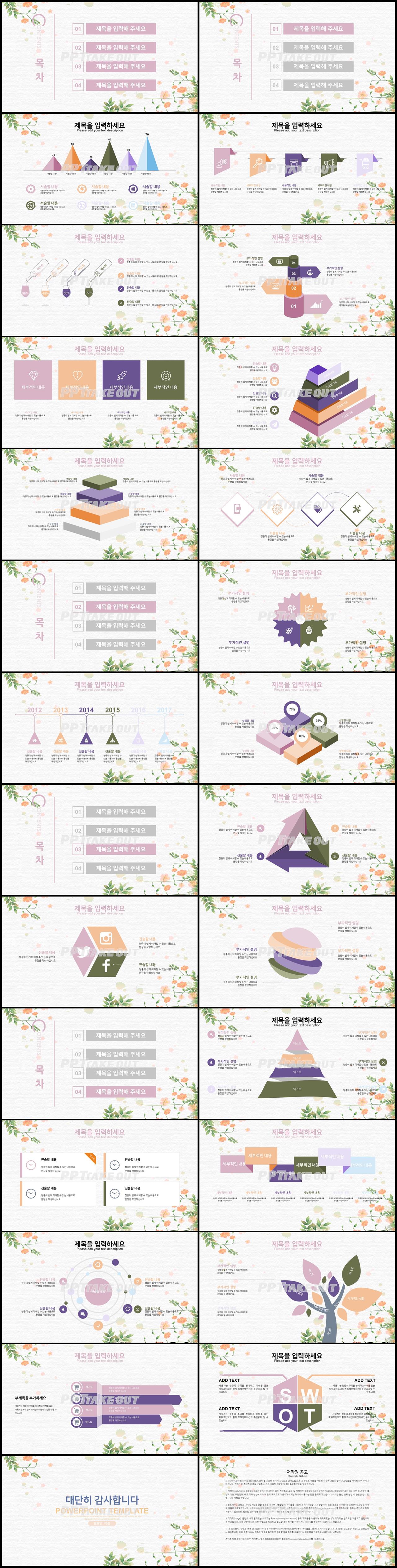 동식물, 애완동물 분홍색 깜찍한 고퀄리티 POWERPOINT템플릿 제작 상세보기