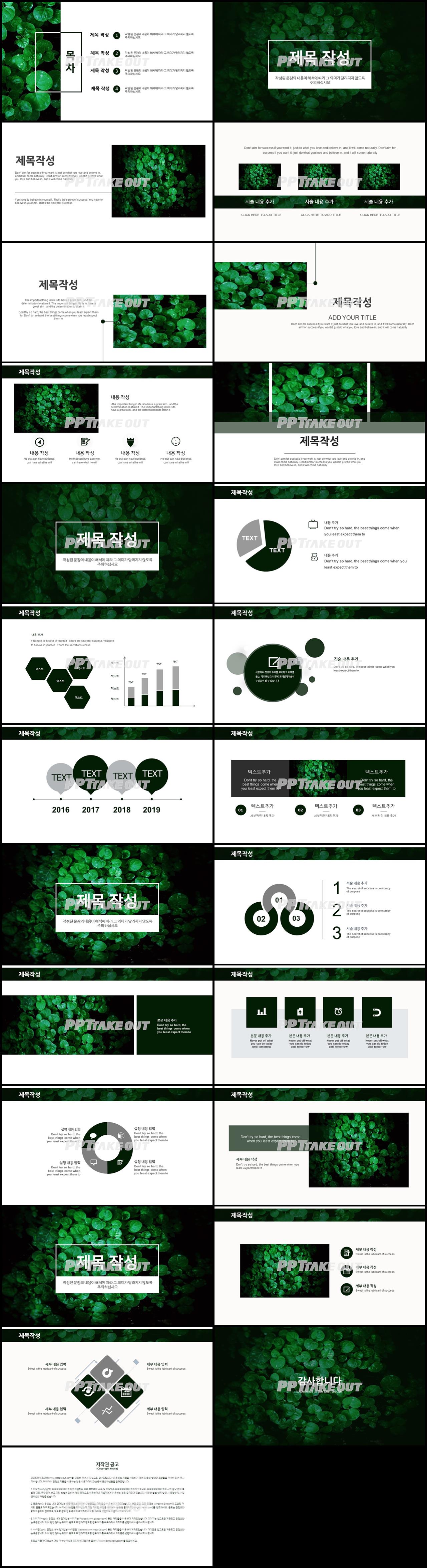 동식물, 애완동물 초록색 단아한 멋진 파워포인트테마 다운로드 상세보기