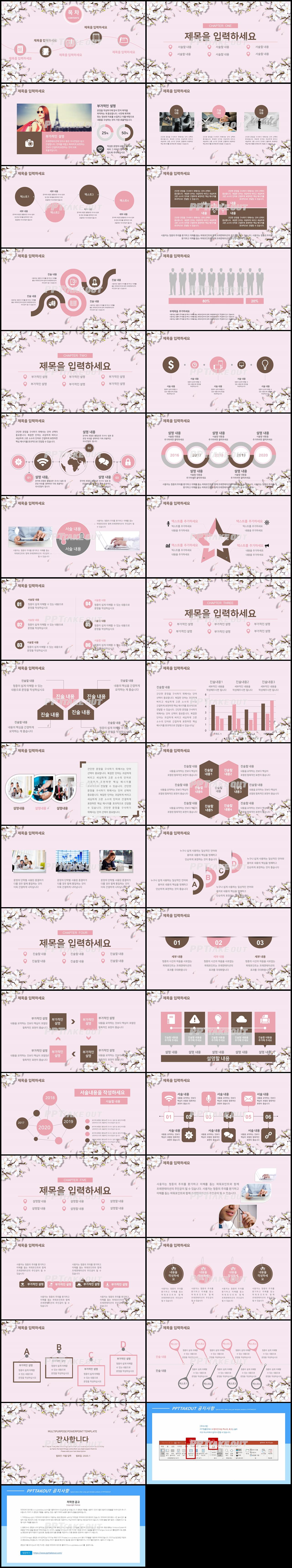 환경보호 핑크색 시크한 고급형 파워포인트템플릿 디자인 상세보기